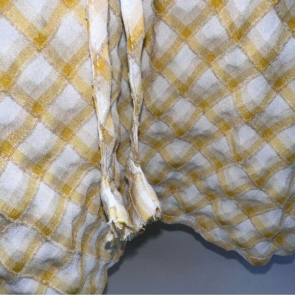 Max Studio Textured Blouse in Yellow/White Diagonal Plaid w/Ruffles & Ties-Sz L - Picture 5 of 11